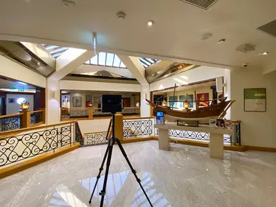 A restaurant interior at Radisson Blu Hotel Dubai Deira Creek.